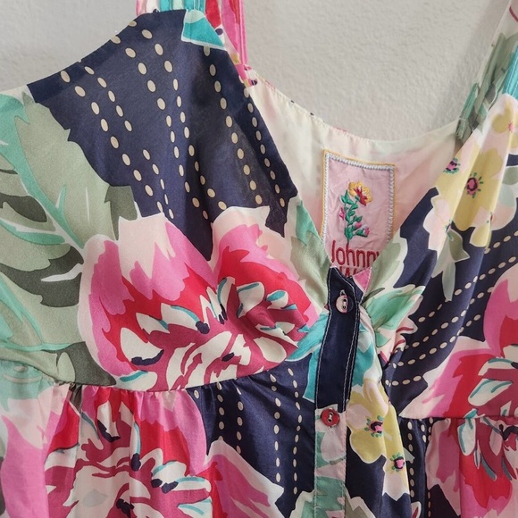 JOHNNY WAS Dress Women
Medium Maxi 100% Silk Floral
Sleeveless Belt Tiered - Picture 5 of 9